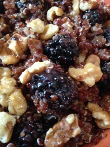 My breakfast quinoa with blackberries and walnuts